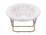 Artiss Cozy Saucer Chair Soft Faux Fur Folding Accent Chair for Bedroom White XFBS-AR-SAU-WH