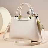 Crane Embroidered Handbag PU leather spliced with gold/silver thread crane pattern, silk scarf bow V1385-CXSTB-WU-1013-008