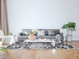 200x300cm Large Floor Black & White Geometric Rug Modern Area Carpet for Bedroom & Lounge V63-838371