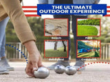 Petanque Boules Set Chrome & Titanium Plated Steel Balls, with Jack, Measure Tool & Logo Bag, V1232-DZGQ-001