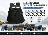Black Hiking Backpack with 5 Carabiners Included Lightweight Waterproof Outdoor Daypack for Men V888-ELOSUNG54672