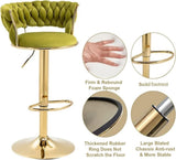 SERENIT 2x Height Adjustable Swivel Bar Stool Velvet Golden Base Barstools Chairs Padded Seat Olive V255-GP1762_OLIVEGREEN