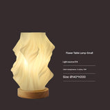 Unique Pleated Design Table Lamp - 3D Printed Washable Shade, Wooden Base, Adjustable LED V888-ELOSUNG26975