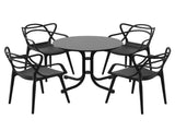 Gardeon 5PCS Outdoor Dining Set Table and Chairs Garden Patio Furniture Entwine Black ODF-DIN-5STFD-601-BK