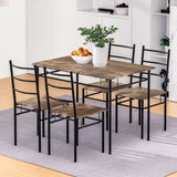 Artiss Dining Table and Chairs Set 5PCS Industrial Wooden Metal Desk Walnut FUR-U-DSET-01-BR