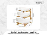 3 Tier Porcelain Fruit Bowl - Ceramic Vegetable Storage With Bamboo Stand V238-SUPDZ-40824953307216