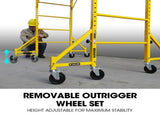 Baumr-AG 1.9 x 0.8 x 1.8m Adjustable Mobile Scaffold Platform, Guard Rail, Outrigger Wheel Set, V219-BAMOTL04A