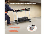 Utility Cart, 300 lbs Load Capacity, 2-tier Utility Plastic Cart with 360&deg Swivel Wheels V952-SXSYTCZHHS2CIXC11V0