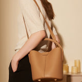 top layer cowhide bag, women's bag, crossbody bag, high-end leather handbag, water bucket V1366-AZ2-W-10865