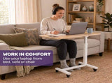 EQUIPMED Overbed Table with Gas Lift, 15kg Load, Steel Frame, 78-107cm Adjustable Height, Lockable V219-ALFOBTEQ84WA