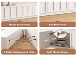 Artiss 180cm TV Unit Entertainment Cabinet Fluted Style Cable Management White FUR-S-TV180-4D-WH-AB