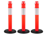 3 Pack Traffic Delineator Posts, 1140 mm Traffic Safety Cones with Fillable Base and Reflective V952-TCDZJTJSZHS40JI4U001V0