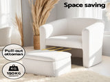 Artiss Armchair Accent Chair w/Ottoman Lounge Footrest Storage Boucle White UPHO-B-ARM01-FS-BG
