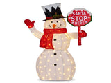 Christabelle 1.21m Snowman Christmas Light Up Display LED Santa Stop Here Sign Outdoor Indoor X 112_MHA710