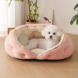 Semi-Enclosed Pet Bed with Plush Comfort and Anti-Slip Base Ideal for Cats and Small to Medium V1341-ZY-R2BJ25BQ-L-BLUE