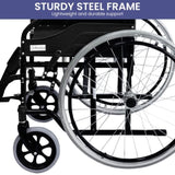 Orthonica 24in Self Propelled Foldable Steel Wheelchair - Black WCR-MAS-003-BK