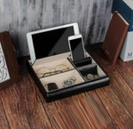 Valet Tray Leather Multi Catch Storage Box for Accessories, Keys, Phone, Wallet, Coin, V178-15468