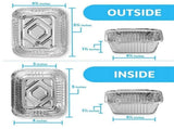 100X Disposable Takeaway Pan with Transparent Lid, Rectangular Aluminum Foil Tray, Tightly Sealed, V1369-AZ3-W-08379