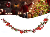 6.5 FT Christmas Holly Berry Garland Winter Artificial Greenery Garland with Red Berries and Holly V1294-YM0523-10321385