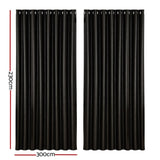 Artiss 2X Blockout Curtains Eyelet 300x230cm Black Shine BC-SHINE-300X230-BK