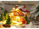 Christmas Snow House Resin Music Box Dual power supply via USB or batteries, compact 121216cm V1232-SDBYH-001