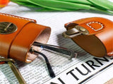 Handmade Leather Eyeglass Case Hard Shell Retro Men And Women Sunglasses Nearsighted Glasses Hooks V1192-AZ-W-5561