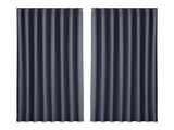 Artiss 2X Blockout Curtains Eyelet 300x230cm Charcoal BC-MATT-300X230-CH