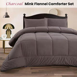 Ramesses Charcoal 3- Piece Mink Flannel Comforter Set Double V442-KIT-COMFORTER-3PCMINKFLANNEL-CHARCOAL-DS