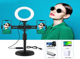 Horizontal Dual Phone Brackets Desktop Ring Light Kit - 4.7 Inch PRL-6903TKP
