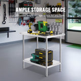 Stainless Steel Prep Table, 24 x 36 x 34 Inch, Heavy Duty Metal Worktable with 3 Adjustable Height V952-CFBXGGZTLCWJOPMIYV0