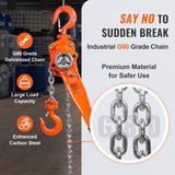 Manual Lever Chain Hoist, 1-1/2 Ton 3300 lbs Capacity 10 FT Come Along, G80 Galvanized Carbon Steel V952-CGSBH112T10FTYOZ9V0