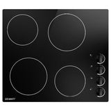 Devanti Electric Ceramic Cooktop 60cm CCT-B-4B-4Z-KNOB-BK