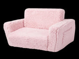 BoPeep Kids Sofa Fold Out Couch 2 In 1 Plush Toddler Lounger for Playroom Pink KD1201-PK-AU