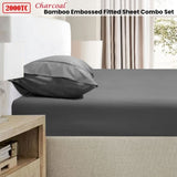 Ramesses 2000TC Bamboo Embossed Fitted Sheet Combo Set Charcoal Double V442-KIT-FITTEDSS-2000TCBAMBOO-CHARCOAL-DS