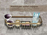 30cm Solid Copper Shower Basket Bath Soap Shampoo Storage Holder Wall Mount Bathroom Shelf V1294-YM0901-JY03090