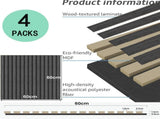 4 Pcs 60cm x 60cm Wall Panel Wood Slat Acoustic Panels Sound Absorbing Proof Panel for Wall Ceiling V324-4XWPANEL6060-BLACK