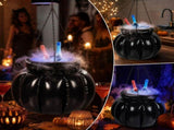 Halloween Inflatable Witch Cauldron Cooler With Mist Maker, Black Pumpkin Ice Bucket With LED Lights V1366-AZ2-W-13181