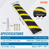 6 ft Rubber Speed Hump, 2 Channel, 10000 kg/axle Load Capacity Heavy Duty Traffic Speed Bump, with V952-JSDDLBHQXJZTA4MA6V0