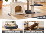 i.Pet Cat Tree Tower 133cm Rotatable L-Shape Design Scratching Post Furniture Scratcher House Grey & PET-CAT-ROT-M133-GRBE