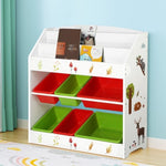 Keezi 3 Tiers Kids Bookshelf Storage Children Bookcase Toy Box Organiser Rack 6 Bins KSB-MFL-CFL