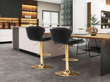 SERENIT Swivel Bars Set of 2 Counter Height Barstools with Back Velvet Upholstered Adjustable V255-GP2210R-BLACK