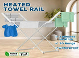 White 220W Electric Heated Towel Rack in Silver with 20 Bars for Fast Drying V178-59324
