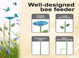4PCS Bee Station,Iron Bee Water Feeder with Glass Marble and Flower Design,Practical Bird V1192-AZ-W-26407