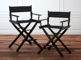 Sarantino Set of 2 Black Tall Directors Chair Beech Wood Frame with Canvas Seat WDC-JOY-BK-2