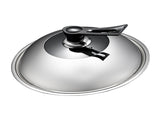 Wok Lid Stainless Steel Wok Cover Pan Lid with Ergonomic Handle Steam Hole Visible Pan Lid V1294-YM0901-3113230403411