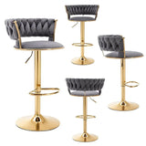SERENIT Grey Velvet Seat Kitchen Breakfast Bar Stools Counter Height Barstools with Back Cushioned V255-GP1763-GREY