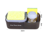 3-in-1 Multi-functional Soap Box with Sponge Holder Hollow Drain Pan Instant Refill Countertop Sink V1263-JX-2532