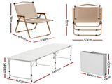 Weisshorn 7pc Camping Table Chair Set Outdoor Folding Aluminium Portable Picnic ALU-FOLD-BGX6-MDF-240