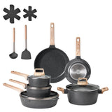 VEVOR 17 Piece Pots and Pans Set Granite Nonstick Kitchen Cookware Black V952-LGTZLGTFLTCYRQCBTV0
