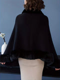 Imitation Mink Collar Knit Shawl Autumn/Winter Retro Cape, Elegant, Versatile, and V1232-FLDMWT001